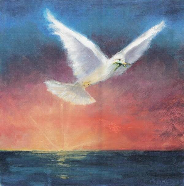 Spiritual Poster featuring the painting The Wings of Peace by Maria Hunt