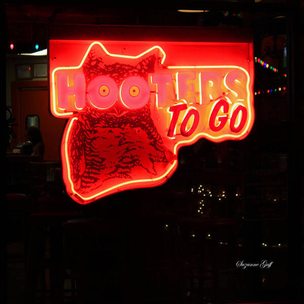 Sign Poster featuring the photograph Hooters by Suzanne Gaff