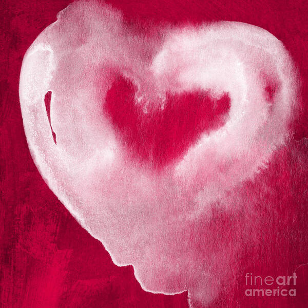 Valentine Poster featuring the mixed media Hot Pink Heart by Linda Woods