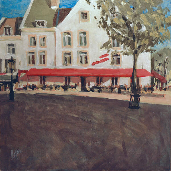 Plein Air Poster featuring the painting Hotel La Colombe Early Autumn by Nop Briex