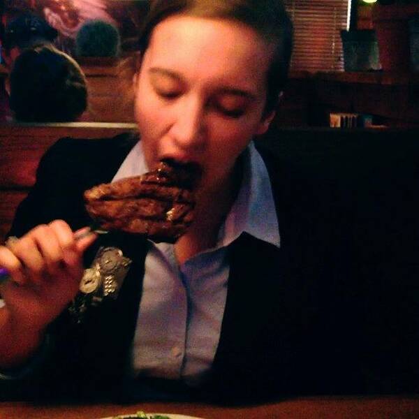 Yum Poster featuring the photograph How Real Woman Eats A Steak. #howto by Levi Golden