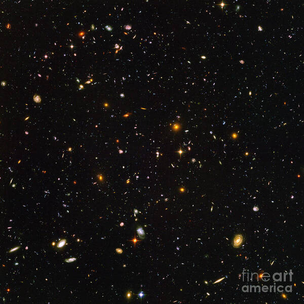 Galaxy Poster featuring the photograph Hubble Ultra Deep Field Galaxies by Science Source