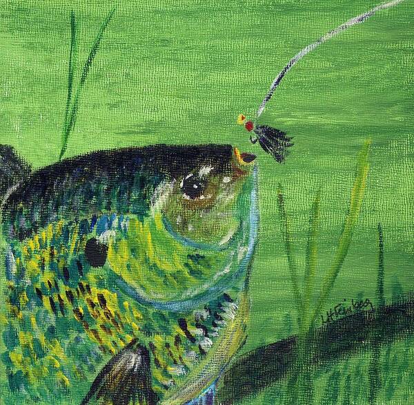 Fish Poster featuring the painting Hungry Bluegill by Linda Feinberg