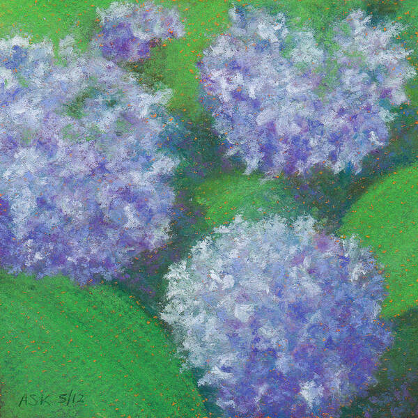 Floral Poster featuring the pastel Hydrangea by Anne Katzeff