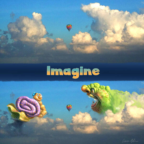 Imagine Poster featuring the digital art Imagine snail and ogre by Aaron Blaise