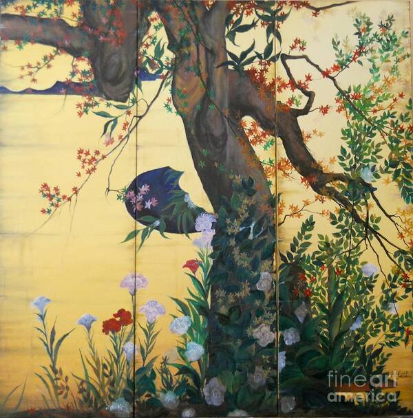 Flowers Paintings Poster featuring the painting In the garden by Sorin Apostolescu