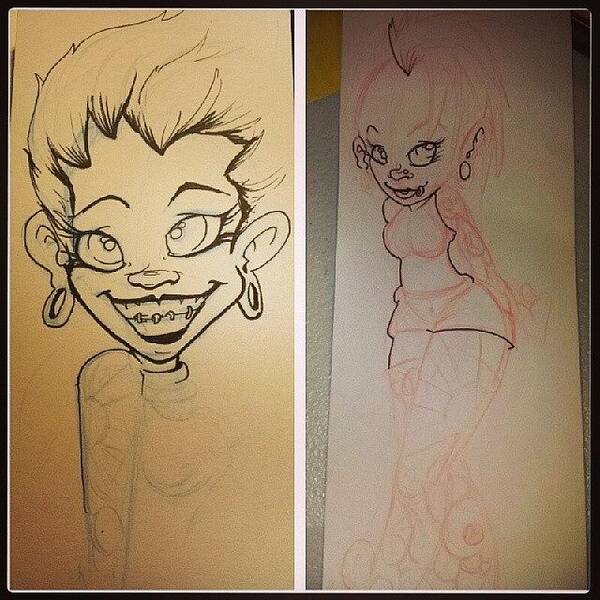 Inkedgirl Poster featuring the photograph Inked Cuties Wip Early Concept Sketch by Ashon Wynn