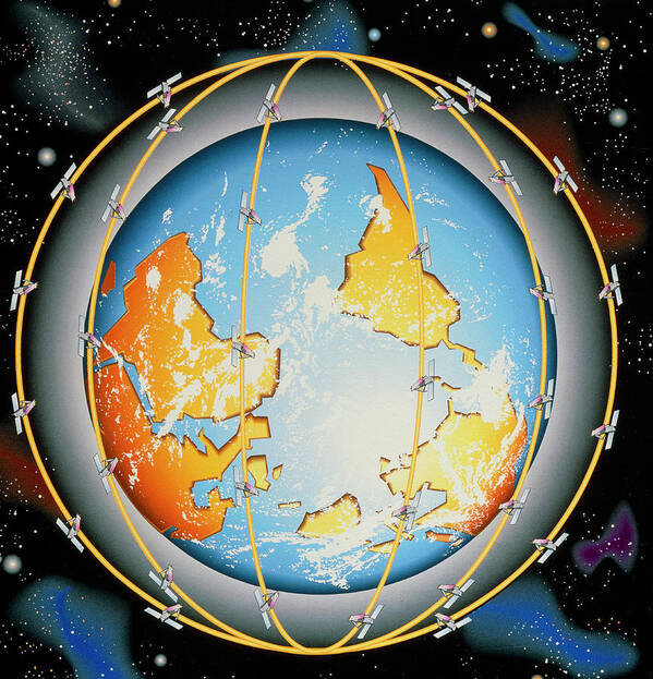 Communication Poster featuring the photograph Iridium Satellite System Diagram by Motorola/science Photo Library