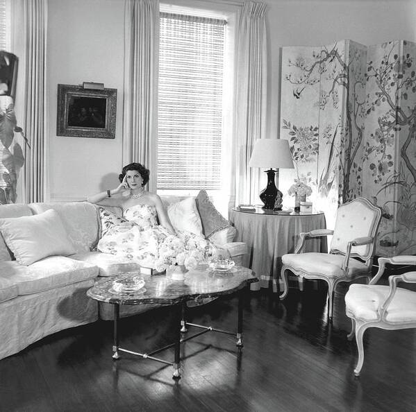 Society Poster featuring the photograph Jane Engelhard In Her Drawing Room by Horst P. Horst