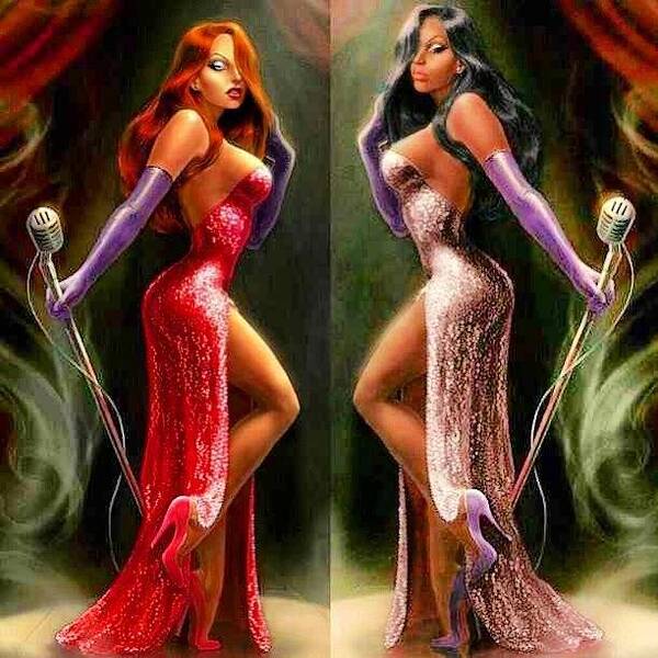 Beautiful Poster featuring the photograph Jessica Rabbit White Version And Black by Brandon Fisher