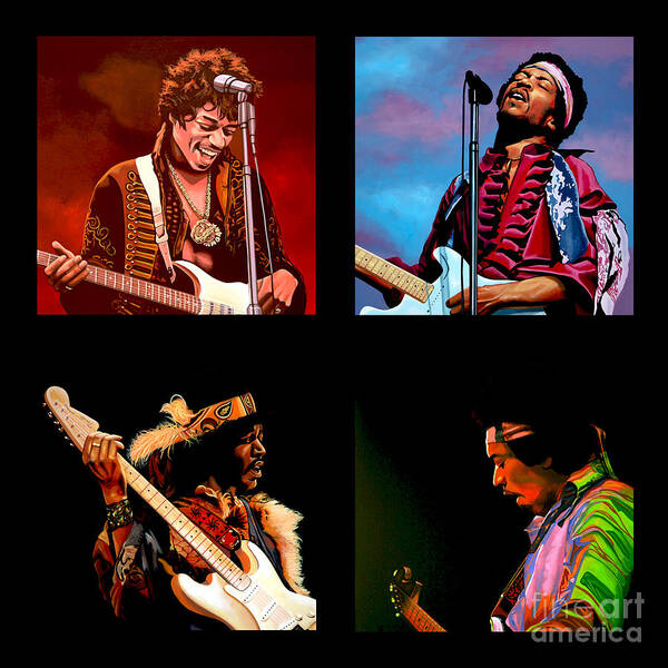 Jimi Hendrix Poster featuring the painting Jimi Hendrix Collection by Paul Meijering