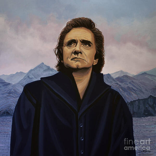 Johnny Cash Poster featuring the painting Johnny Cash Painting by Paul Meijering
