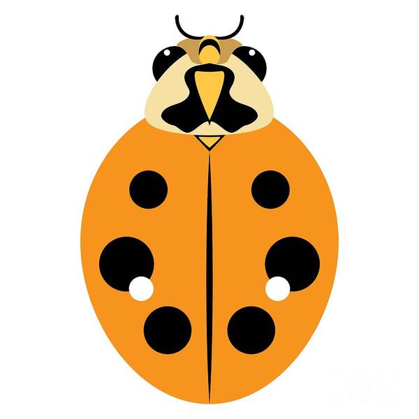 Graphic Animal Poster featuring the digital art Ladybug Graphic Golden Orange by MM Anderson