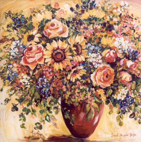 Ingrid Dohm Poster featuring the painting Late Summer Bouquet by Ingrid Dohm
