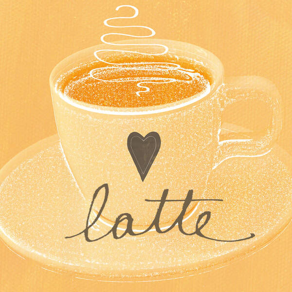 Latte Poster featuring the painting Latte Love in orange and white by Linda Woods