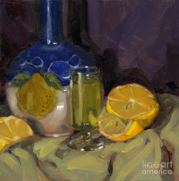 Decanter Poster featuring the painting Lemon Light by Nancy Parsons
