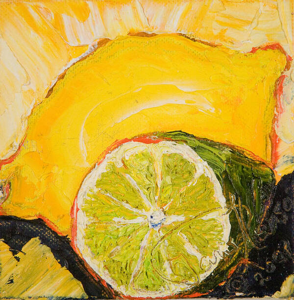 Lemon Poster featuring the painting Lemon Lime by Paris Wyatt Llanso