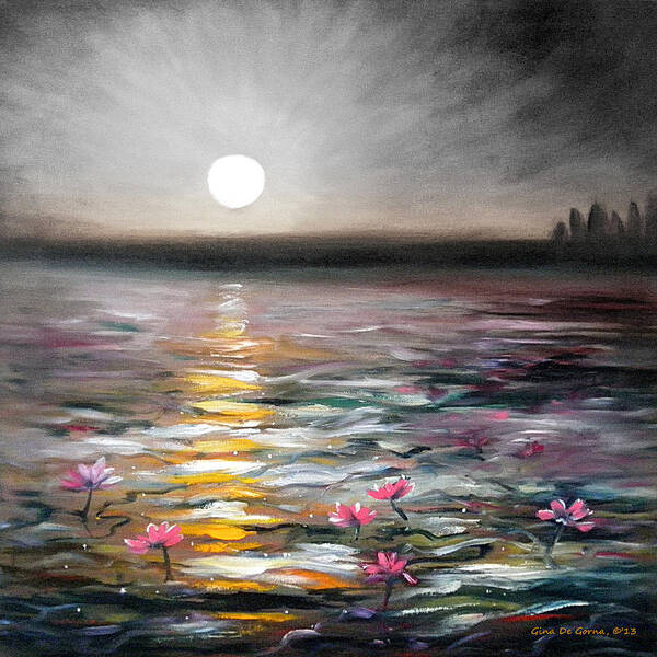 Sunset Poster featuring the painting Lily Sunset 2 by Gina De Gorna