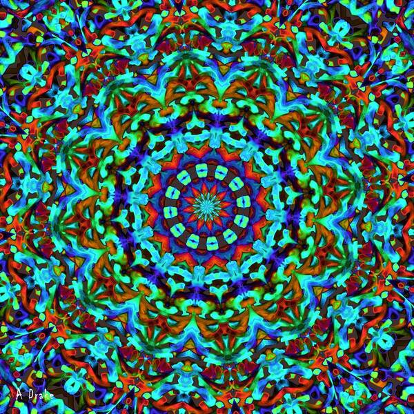 Abstract Poster featuring the digital art Liquid Dream Kaleidoscope by Alec Drake