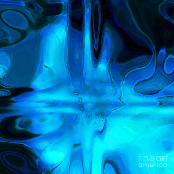 Digital Abstract Look Into The Blue All Dark Prints Poster featuring the digital art Look Into The Blue by Gayle Price Thomas