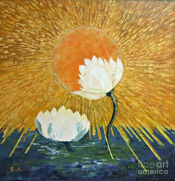 Lotus Poster featuring the painting Lotus by Amalia Suruceanu