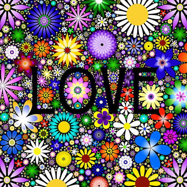 Love Poster featuring the digital art Love the Flowers by Tim Gainey