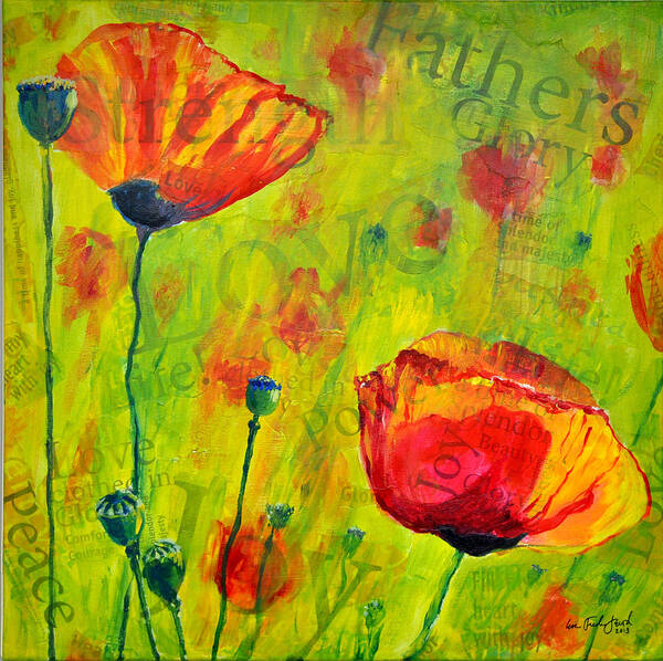 Vibrant Poppies Poster featuring the painting Love the Poppies by Lisa Jaworski