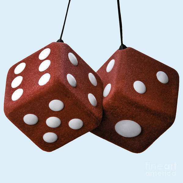 Dice Poster featuring the photograph Lucky Fuzzy Red Dice by Phil Cardamone