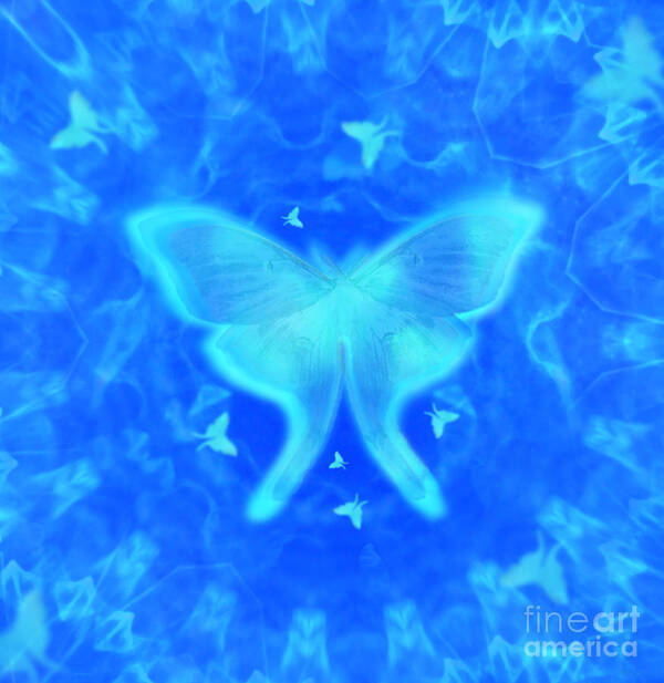 Nature Poster featuring the digital art Luna Moth Blue by Deborah Smith