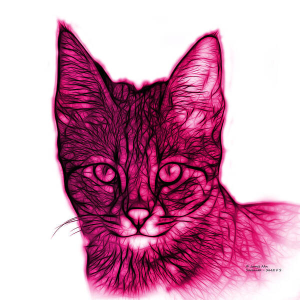 Cat Poster featuring the digital art Magenta Savannah Cat - 5462 F S by James Ahn