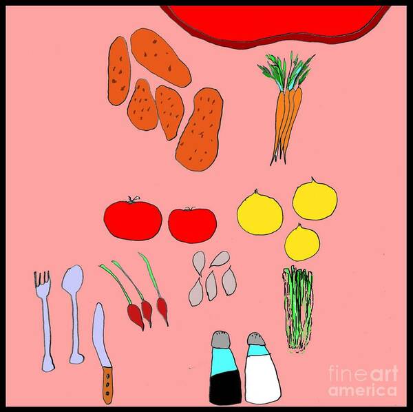 Food Poster featuring the painting Meat and Potatoes by James and Donna Daugherty