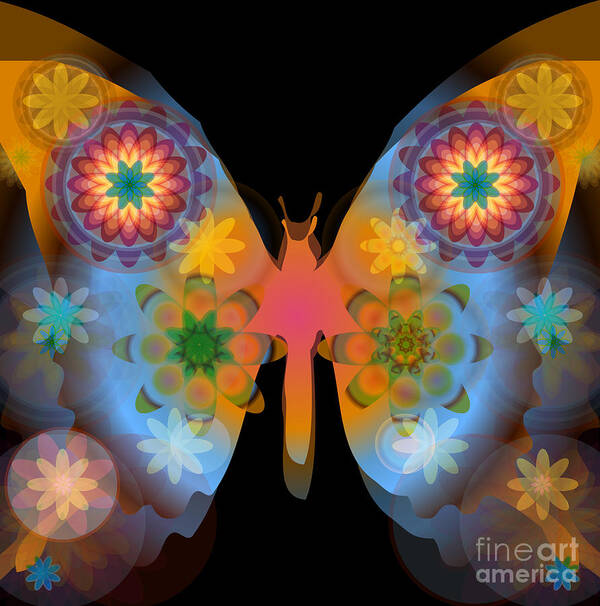Butterfly Poster featuring the digital art Meditative Butterfly by Shelley Myers