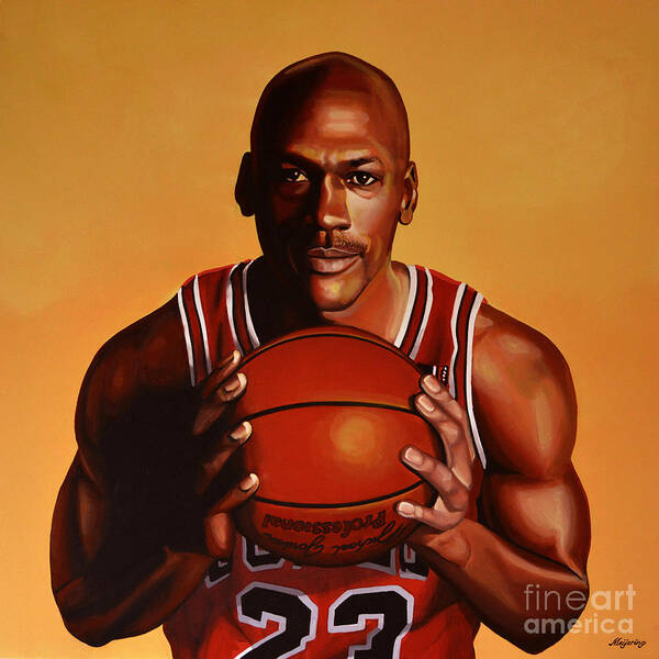 Michael Jordan Poster featuring the painting Michael Jordan 2 by Paul Meijering