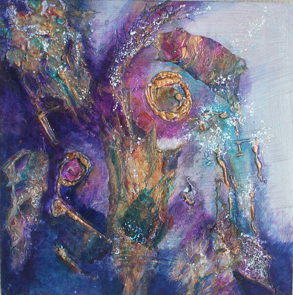Mixed Media Poster featuring the painting Midnight in the Enchanted Forest by Christiane Kingsley