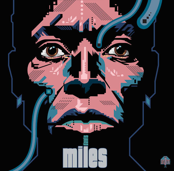 Miles Davis Poster featuring the digital art Miles Davis Portrait by Garth Glazier