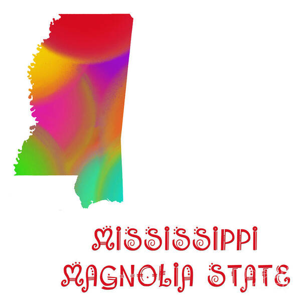 Andee Design Poster featuring the digital art Mississippi State Map Collection 2 by Andee Design