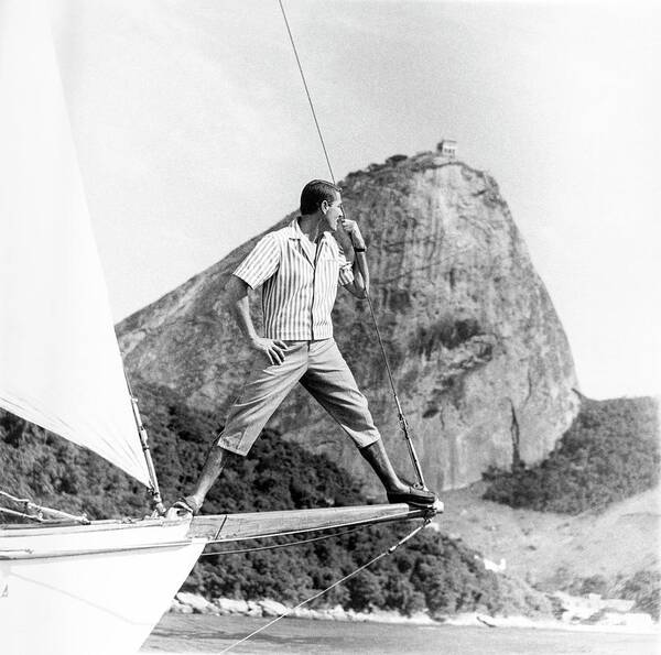 Rio De Janeiro Poster featuring the photograph Model Wearing An Alfred Jacket And Pants by Richard Waite