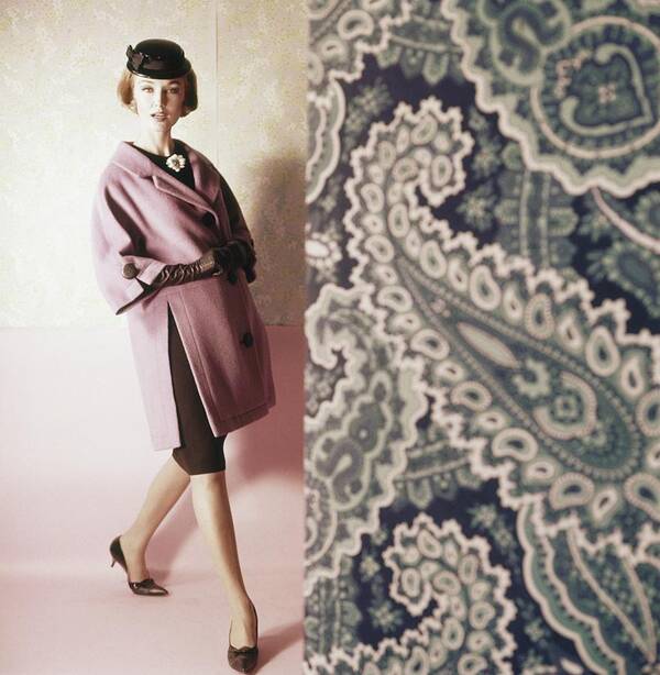 Studio Shot Poster featuring the photograph Model Wearing Purple Coat by Horst P. Horst