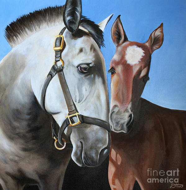 Horses Poster featuring the painting Mom by Debbie Hart