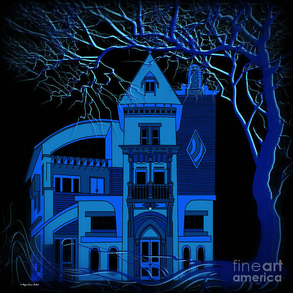 Creepy Tree Poster featuring the digital art Moon Shine Blues by Megan Dirsa-DuBois