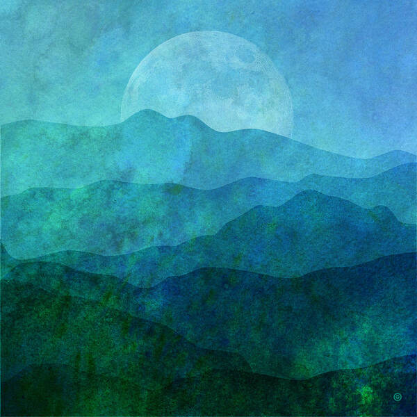 Gary Grayson Poster featuring the digital art Moonlight Hills by Gary Grayson