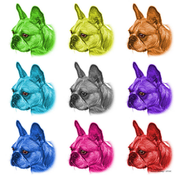 French Bulldog Poster featuring the painting Mosiac French Bulldog Pop Art - 0755 WB - M by James Ahn