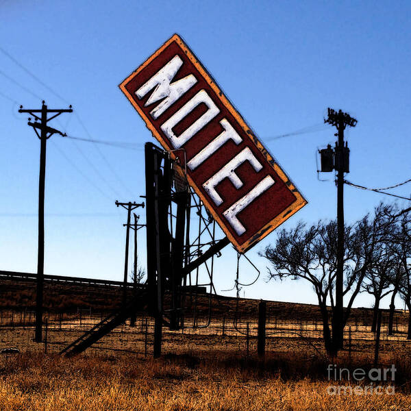 Motel Poster featuring the digital art Motel - Route 66 by David Blank
