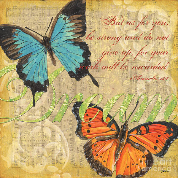 Butterflies Poster featuring the painting Musical Butterflies 1 by Debbie DeWitt