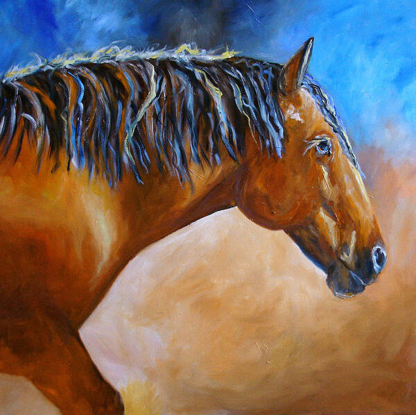 Horse Poster featuring the painting Mustang Horse by Mary Jo Zorad