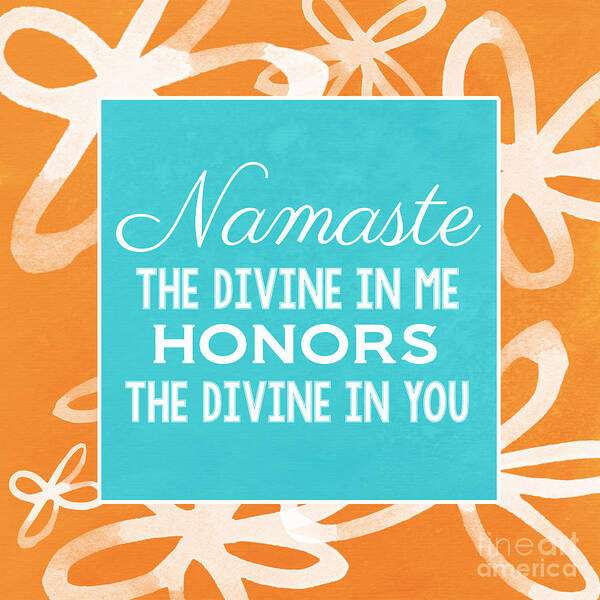 Namaste Poster featuring the painting Namaste Watercolor Flowers by Linda Woods