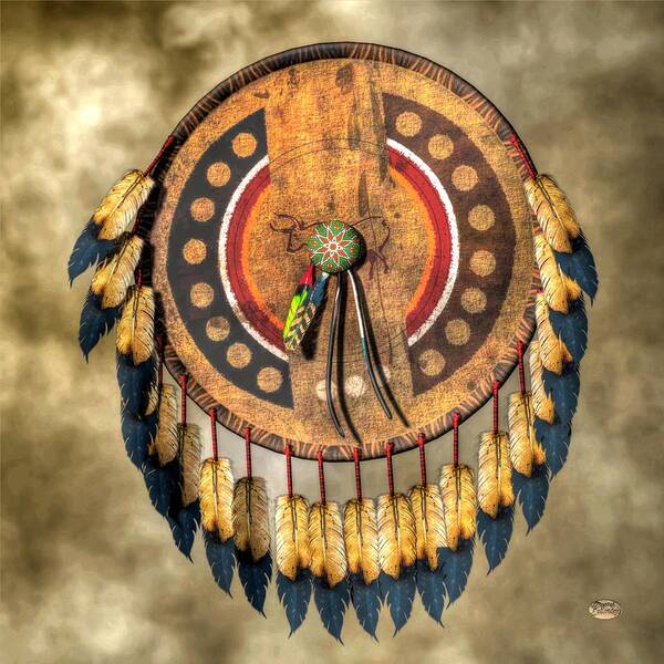 Native American Shield Poster featuring the digital art Native American Shield by Daniel Eskridge