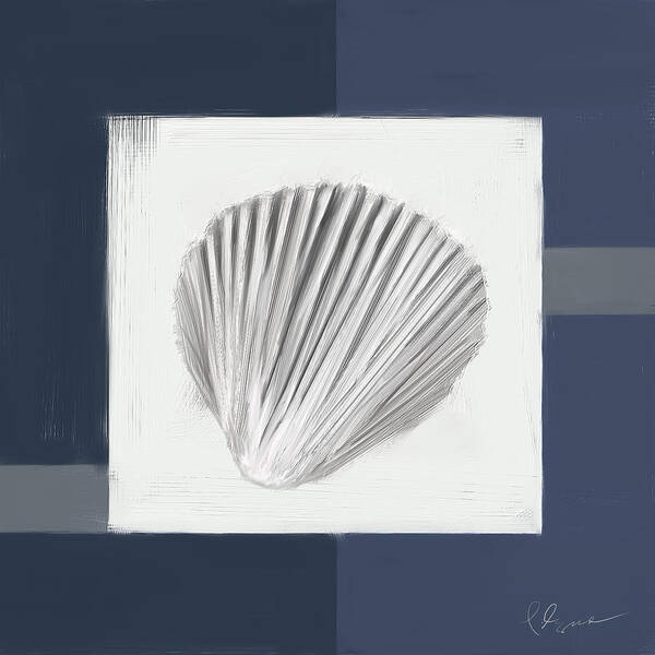 Seashell Poster featuring the painting Navy Seashells V - Navy and Gray Art by Lourry Legarde