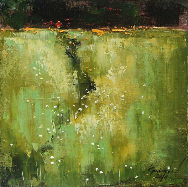 Near The Stream Poster featuring the painting Near the stream by Anastasija Kraineva