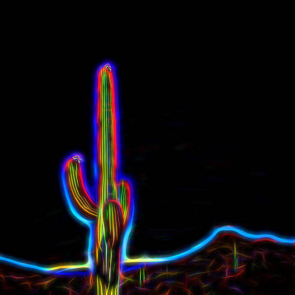 Arizona Poster featuring the photograph Neon Cactus in Bloom by Marianne Campolongo